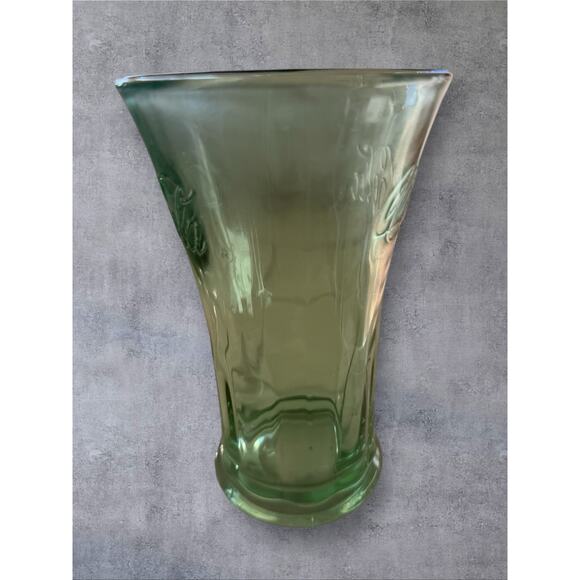 Vtg Coca Cola Glasses Libbey Green Flared 16 Oz Tumblers Heavy 1980s Set of 6 - Picture 4 of 7